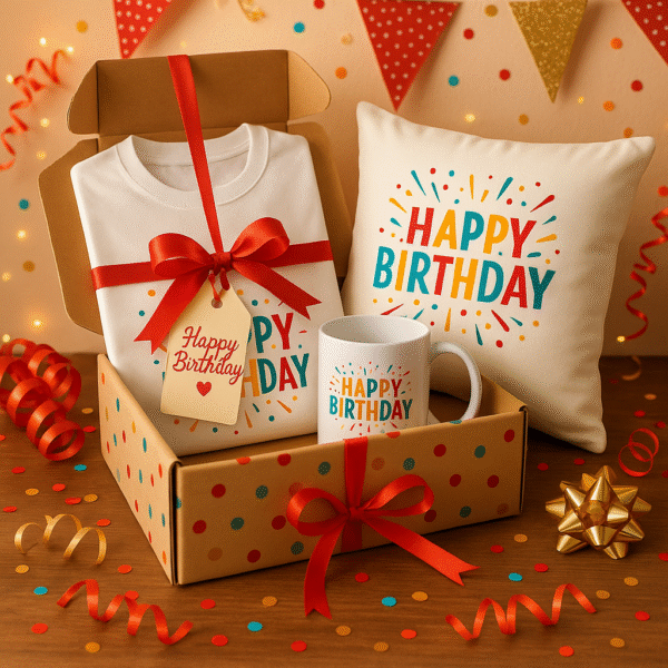 Birthday Combo Pack – Customized Mugs, T-Shirts & Cushion in Premium Gift Box - Image 4