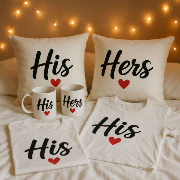 Couple Anniversary Premium Combo – 2 Mugs, 2 T-Shirts & 2 Cushions in Gift Packaging - Image 2